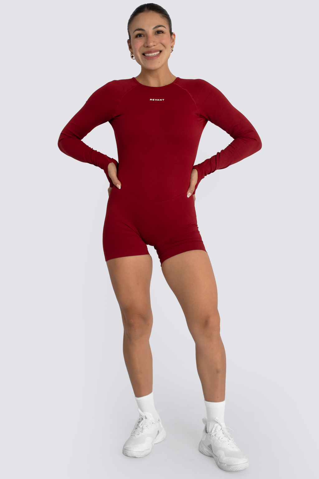 ELEVATE - ENTERIZO MANGA LARGA ROJO VINO
